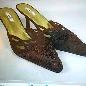 Fabulous beaded satin kitten heels size6